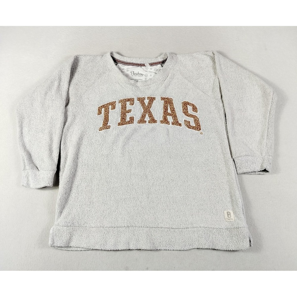 Texas Longhorns Sweatshirt Womens Medium Gray NCAA Football Pressbox Comfy Terry